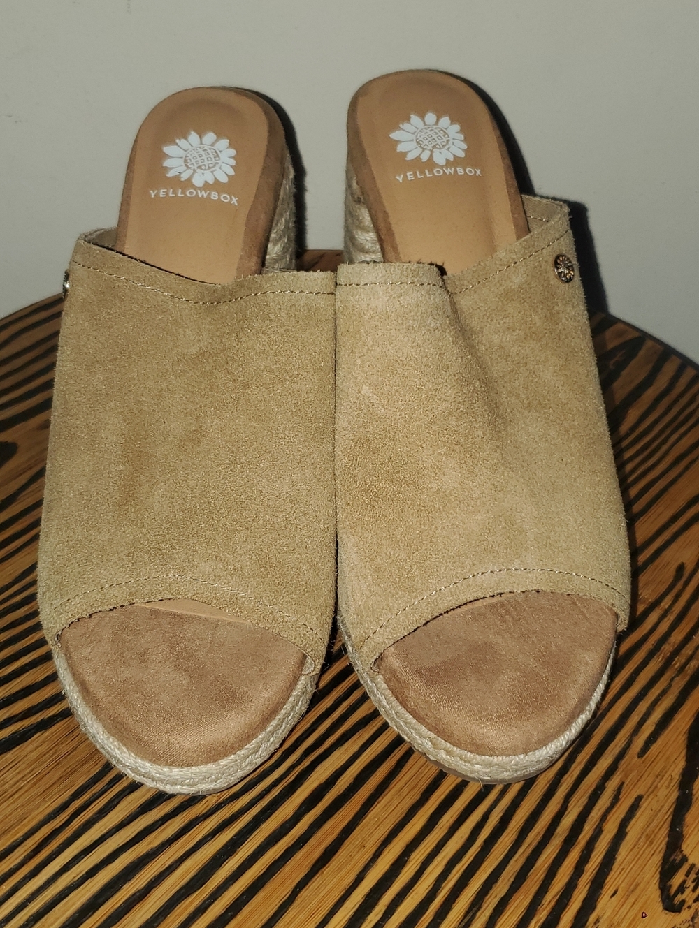 Yellow Box Women's Tan Suede Espadrille Slide Sandals